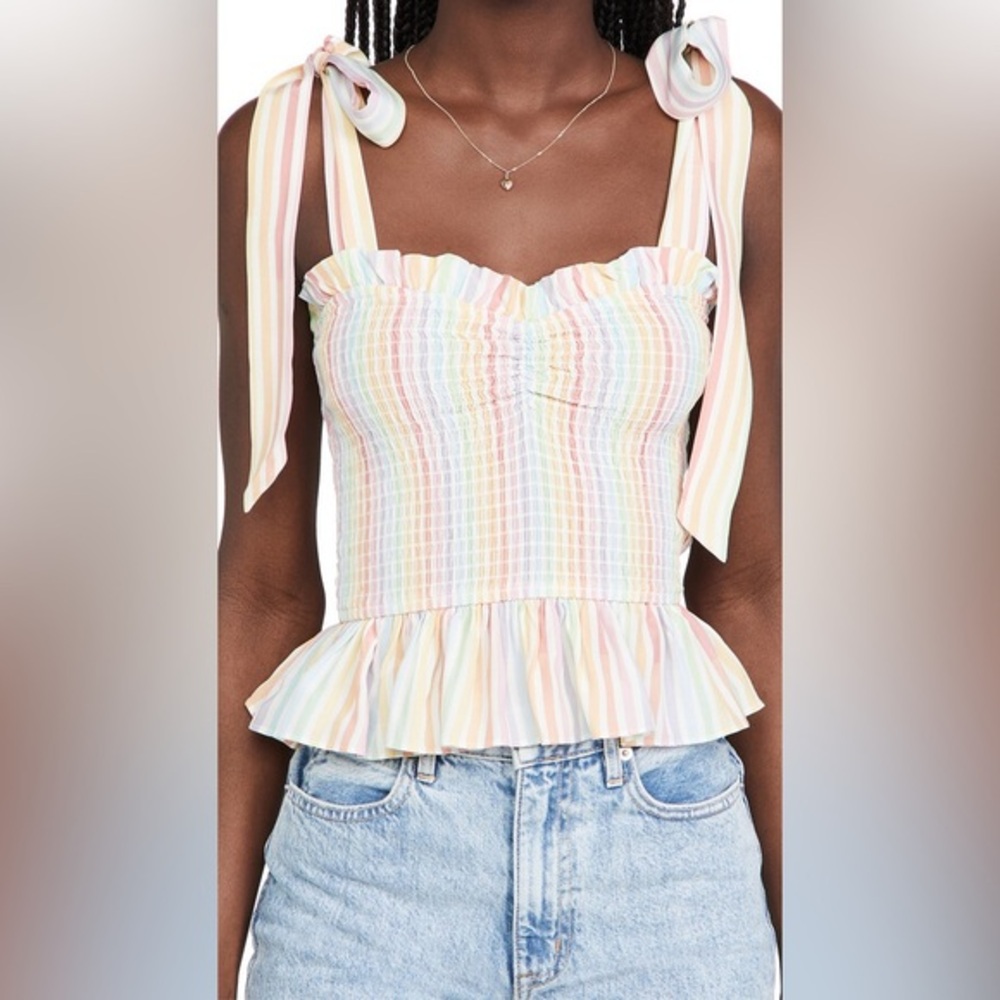 NWT Yumi Kim Moon River Smocked Top XS Rainbow